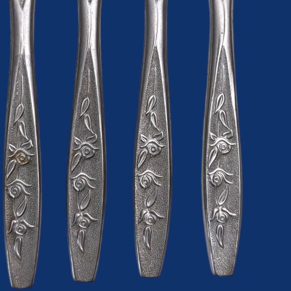 5pc Ekco Eterna ROSE COTILLION Flatware Stainless Dinner Knife Knives - Picture 5 of 11